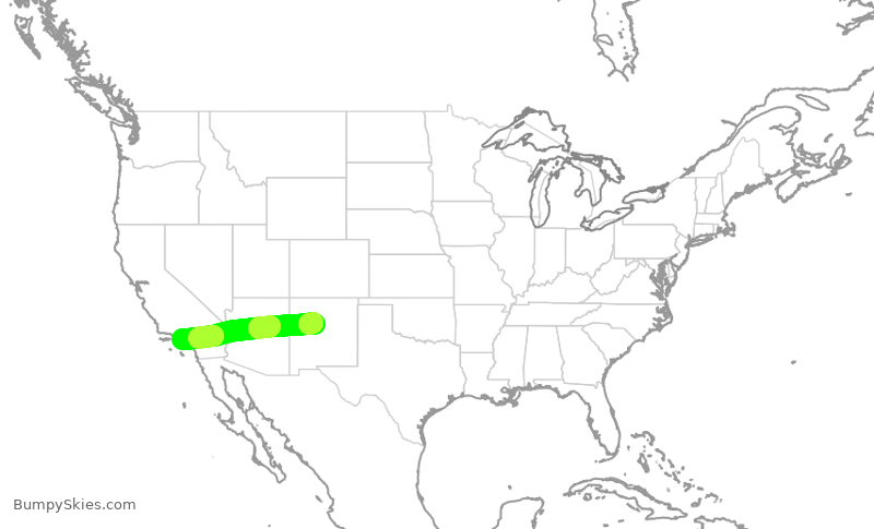 Turbulence forecast map for SKW6444, ABQ to LAX