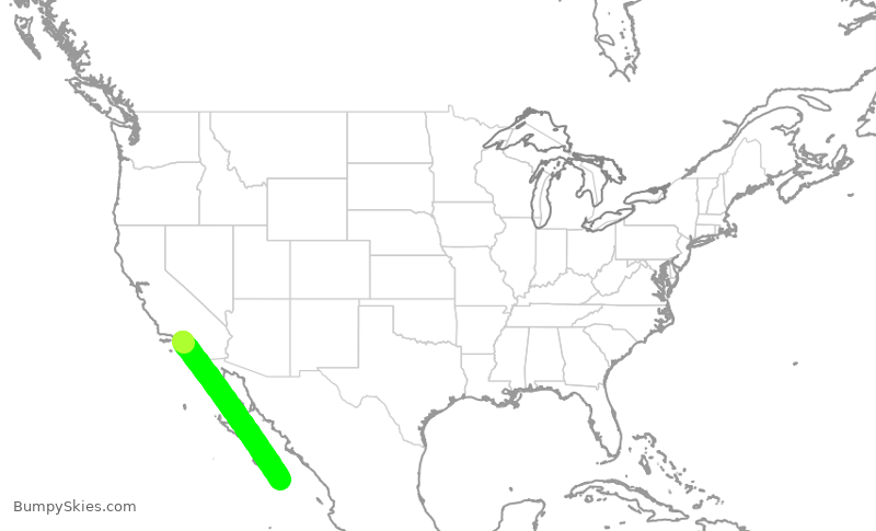 Turbulence forecast map for SKW6449, LAX to SJD