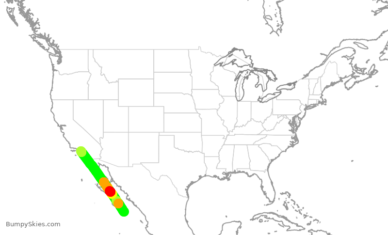 Turbulence forecast map for SKW6449, SJD to LAX