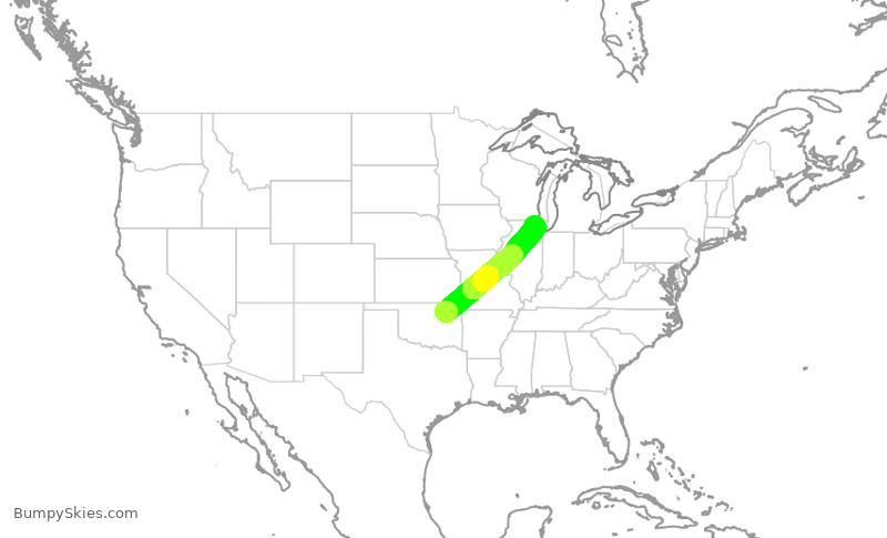 Turbulence forecast map for SKW6450, TUL to ORD