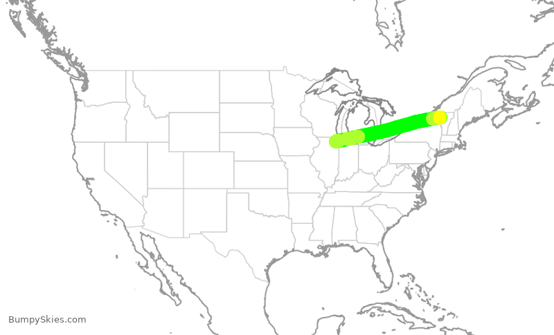 Turbulence forecast map for SKW6451, BTV to ORD
