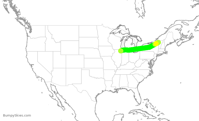 Turbulence forecast map for SKW6451, ORD to BTV