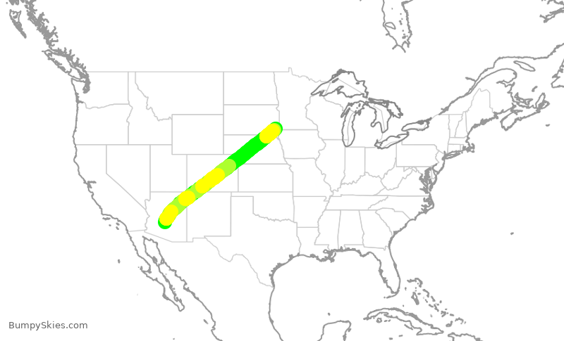 Turbulence forecast map for SKW6452, PHX to FSD