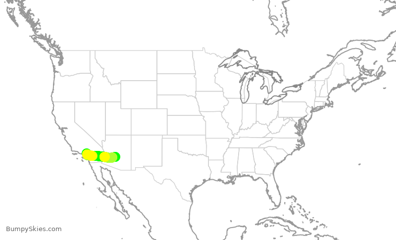Turbulence forecast map for SKW6455, ONT to PHX