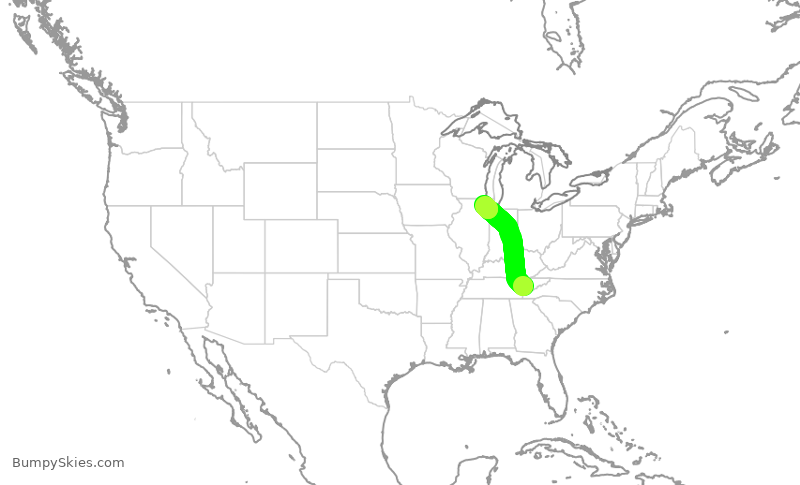 Turbulence forecast map for SKW6456, TYS to ORD