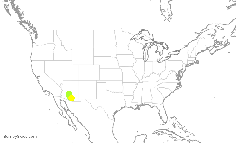 Turbulence forecast map for SKW6457, PHX to TUS