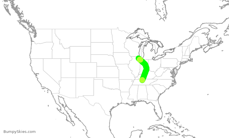 Turbulence forecast map for SKW6458, BNA to ORD