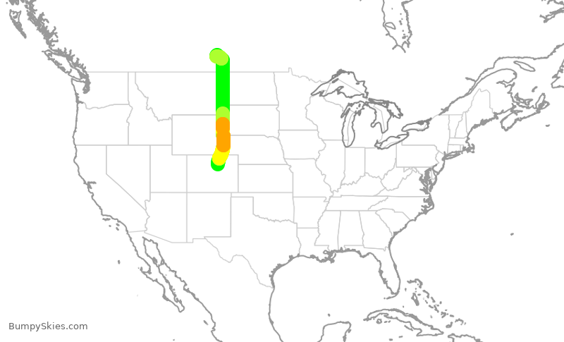 Turbulence forecast map for SKW645, DEN to YQR