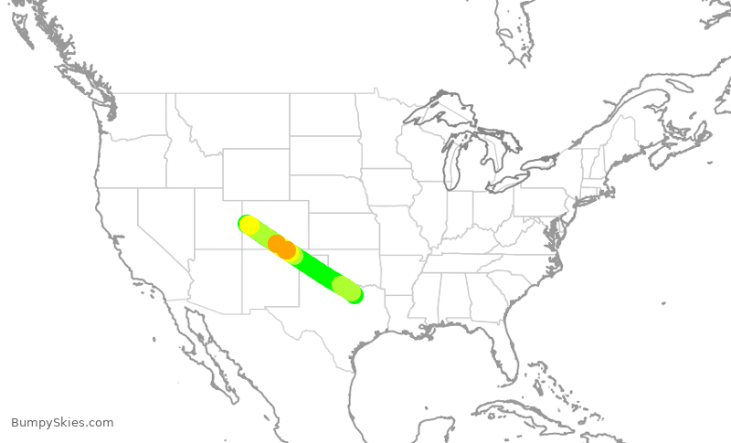 Turbulence forecast map for SKW6461, GJT to DFW