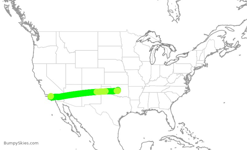 Turbulence forecast map for SKW6461, LAX to OKC