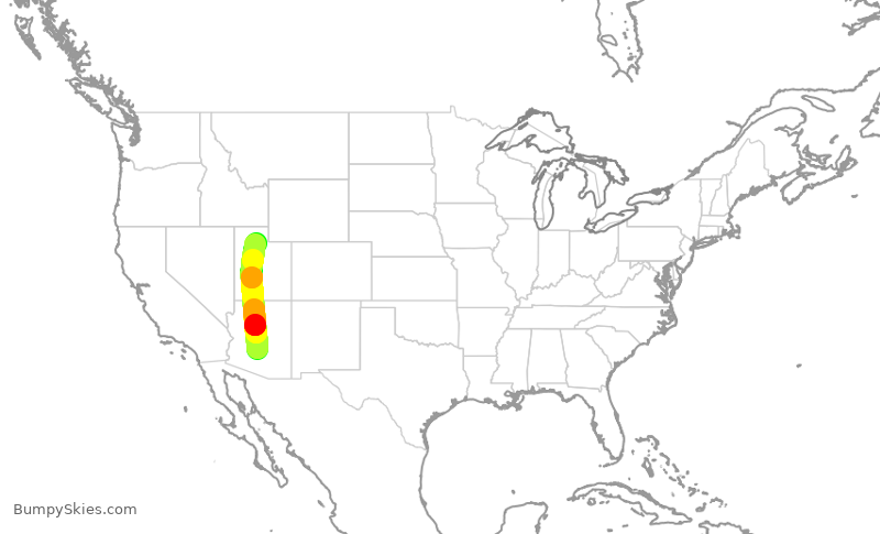 Turbulence forecast map for SKW6462, PHX to SLC