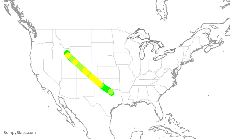 Turbulence forecast map for SKW6466, IDA to DFW