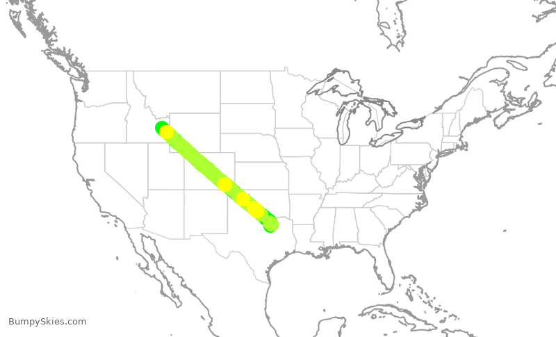 Turbulence forecast map for SKW6467, DFW to IDA