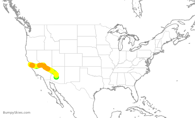 Turbulence forecast map for SKW6467, SFO to PHX