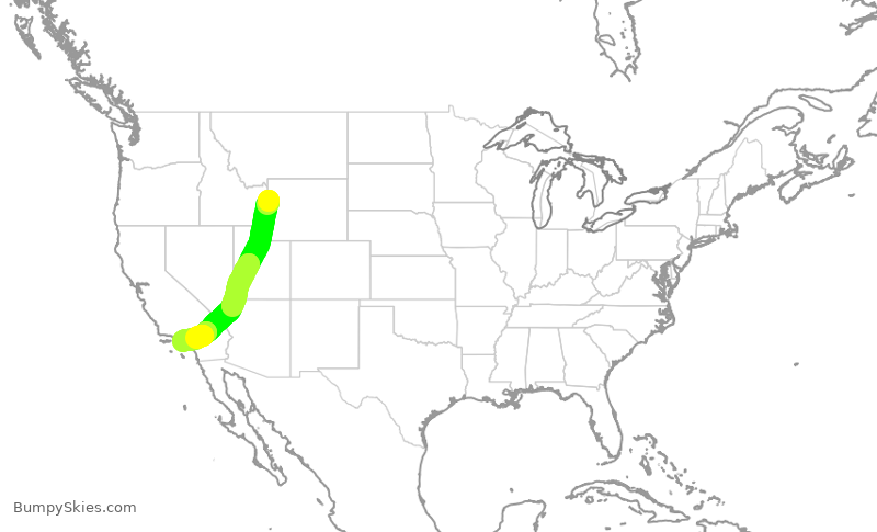 Turbulence forecast map for SKW6471, JAC to LAX