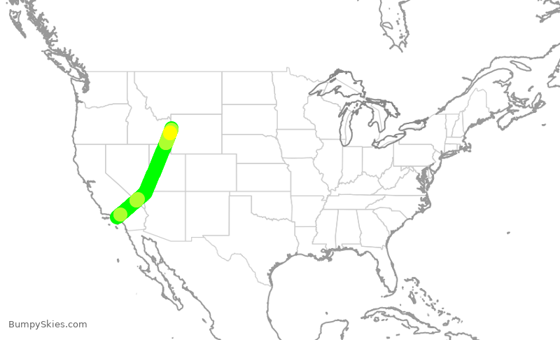Turbulence forecast map for SKW6471, LAX to JAC