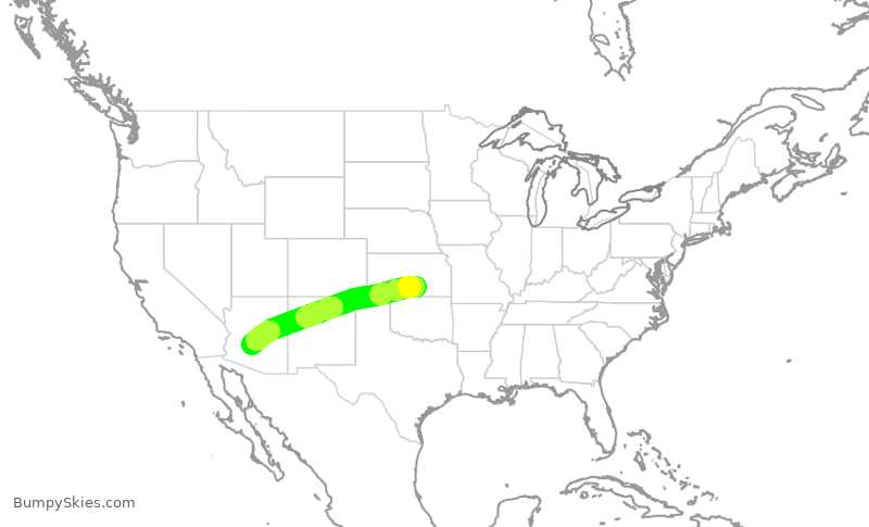 Turbulence forecast map for SKW6473, ICT to PHX