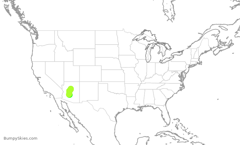 Turbulence forecast map for SKW6474, FLG to PHX