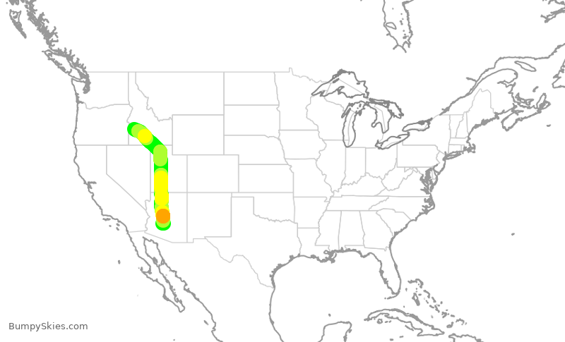 Turbulence forecast map for SKW6475, BOI to PHX