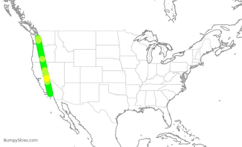 Turbulence forecast map for SKW6476, LAX to SEA