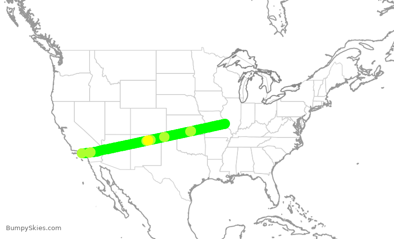 Turbulence forecast map for SKW6480, STL to LAX