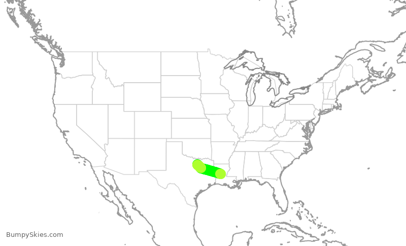 Turbulence forecast map for SKW6486, AEX to DFW