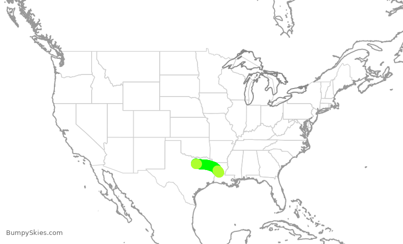 Turbulence forecast map for SKW6486, DFW to AEX