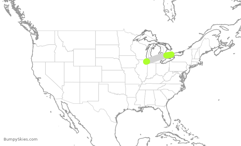 Turbulence forecast map for SKW6488, YYZ to ORD