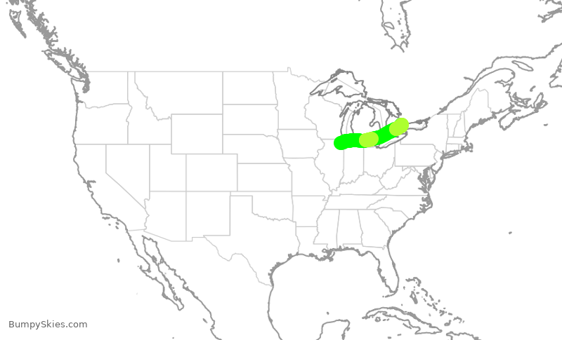Turbulence forecast map for SKW6488, ORD to YYZ