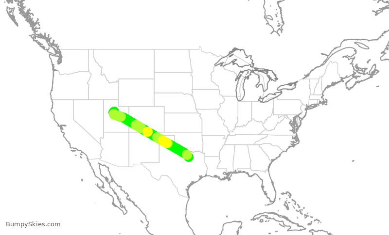 Turbulence forecast map for SKW6492, PVU to DFW