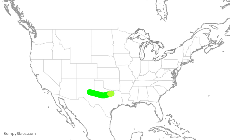 Turbulence forecast map for SKW6495, ROW to DFW