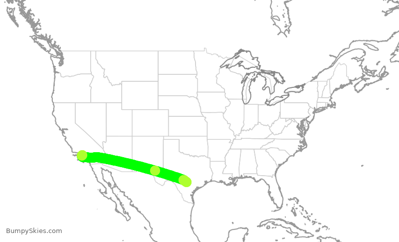 Turbulence forecast map for SKW6497, LAX to SAT