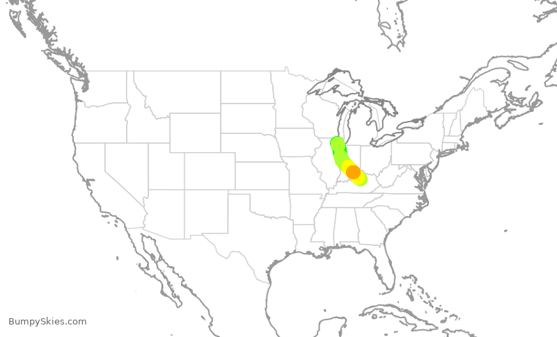 Turbulence forecast map for SKW6498, ORD to LEX