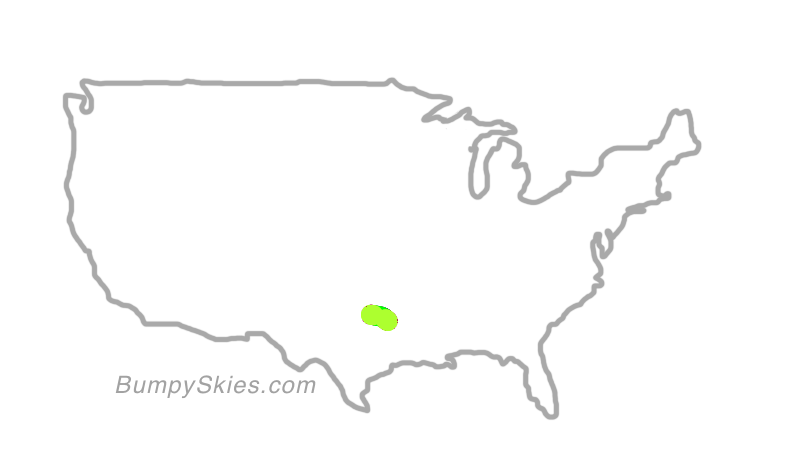 Map of continental US with illustrated flight path and turbulence forecast (described in text below)