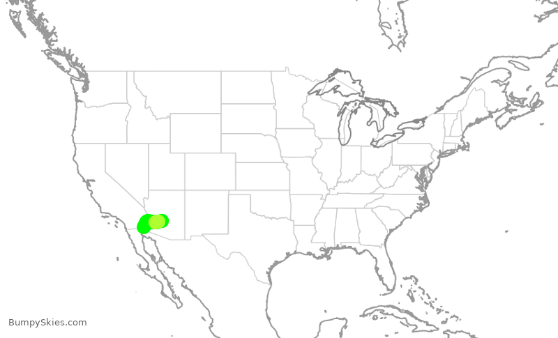 Turbulence forecast map for SKW6505, YUM to PHX
