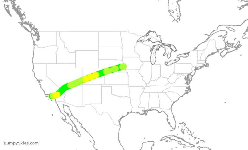 Turbulence forecast map for SKW6506, OMA to LAX