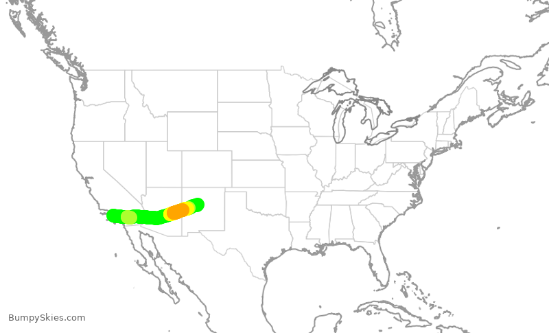Turbulence forecast map for SKW6515, LAX to ABQ