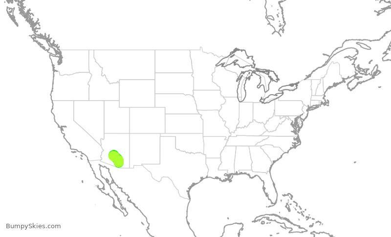 Turbulence forecast map for SKW6518, TUS to PHX