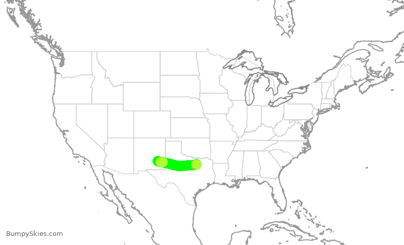 Turbulence forecast map for SKW6519, DFW to ROW