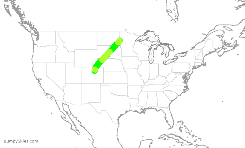 Turbulence forecast map for SKW753, DEN to FAR