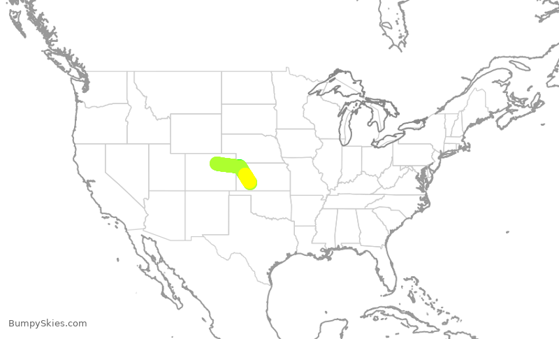 Turbulence forecast map for SKW755, DEN to DDC