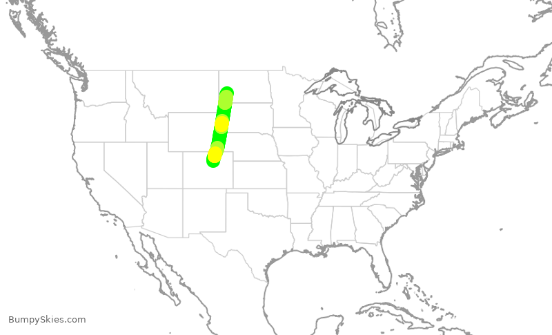 Turbulence forecast map for SKW767, DEN to DIK