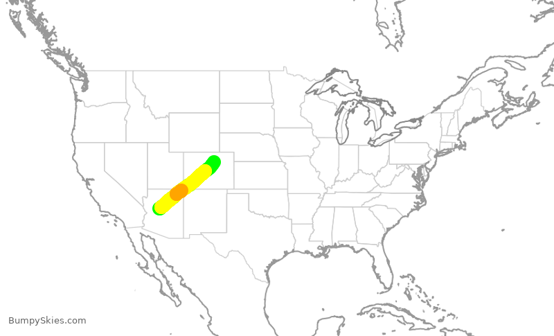 Turbulence forecast map for SKW790, PRC to DEN