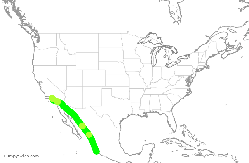 Turbulence forecast map for SKW9320, ZLO to LAX