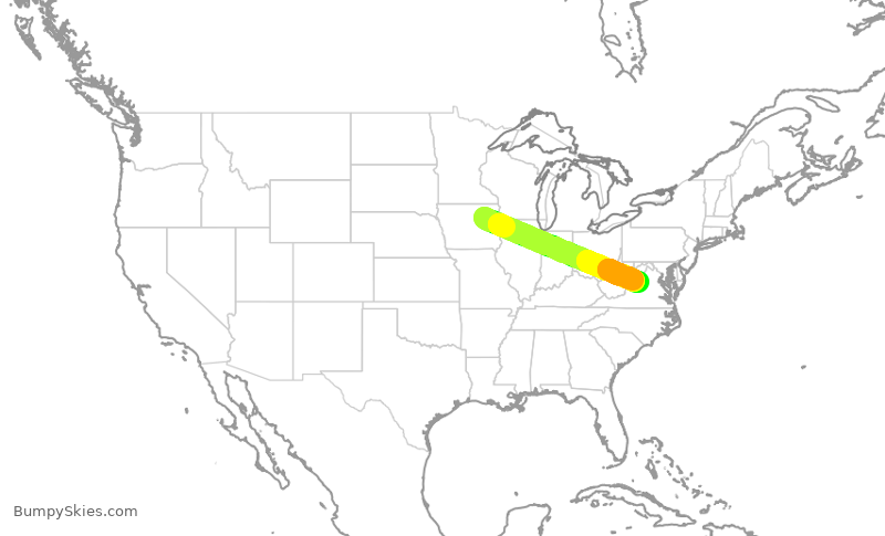 Turbulence forecast map for SKW9669, ALO to SHD