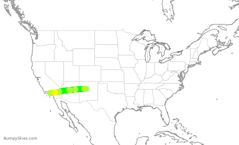 Turbulence forecast map for SKW9920, ABQ to LAX