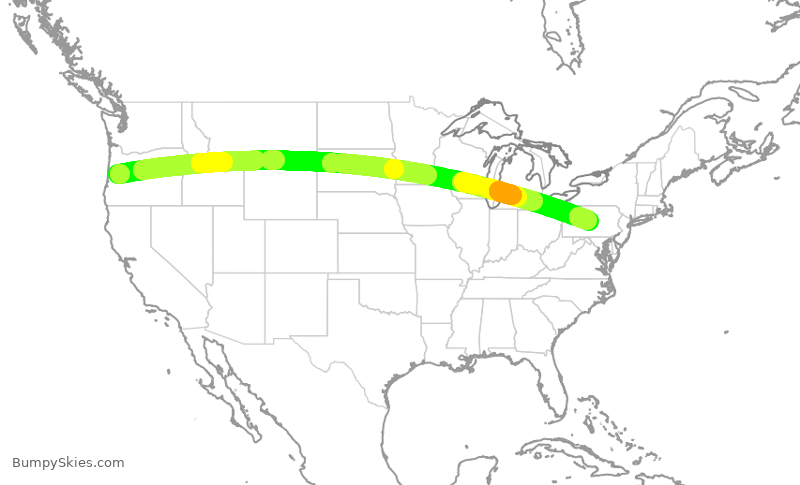 Turbulence forecast map for SKW9, EUG to SCE