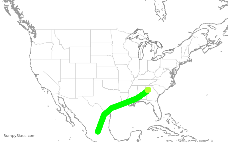 Turbulence forecast map for SLI2708, BJX to ATL