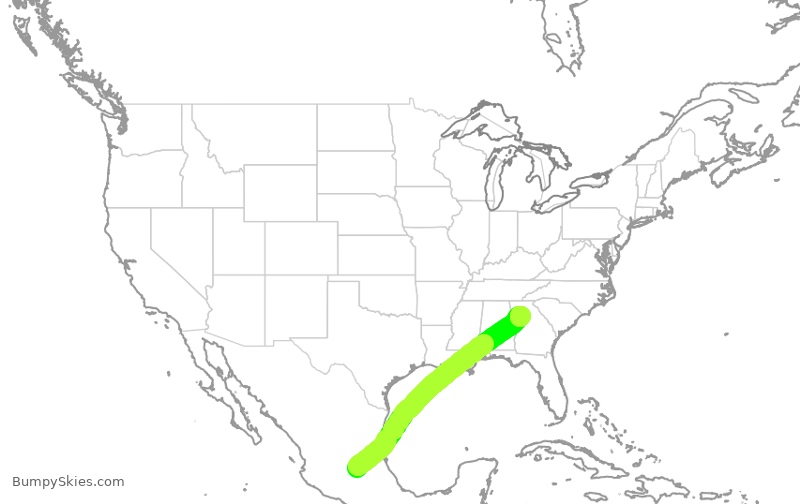 Turbulence forecast map for SLI2710, QRO to ATL