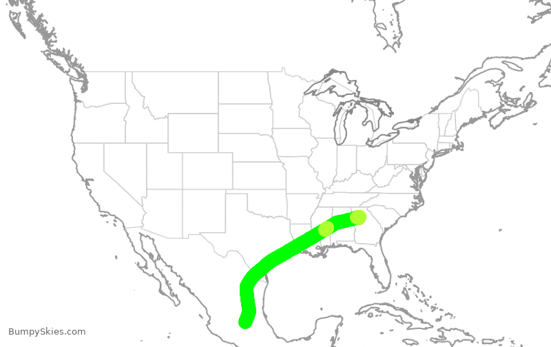 Turbulence forecast map for SLI2711, ATL to QRO